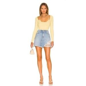 Jonathan Simkhai Linnea High Rise Vintage Mini Skirt in Distressed Santorini